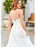 Beaded Ivory Lace Chiffon Flowing Wedding Dress